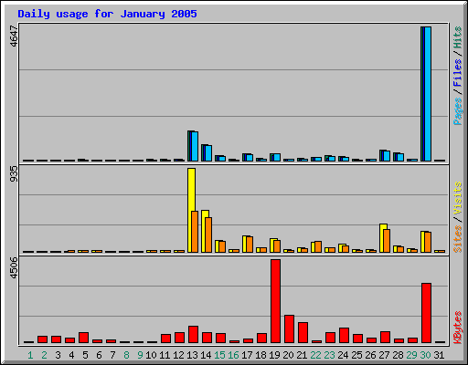 Daily usage for January 2005