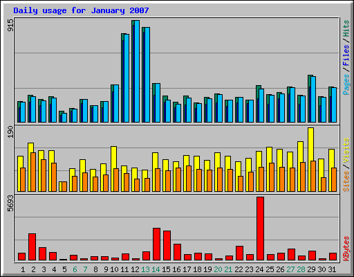 Daily usage for January 2007