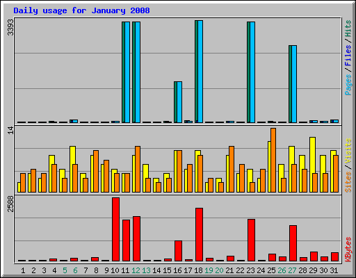 Daily usage for January 2008