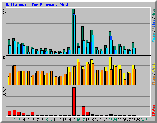 Daily usage for February 2013