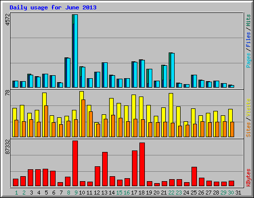 Daily usage for June 2013