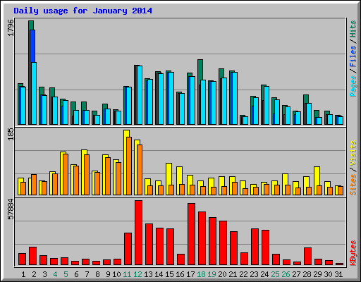 Daily usage for January 2014