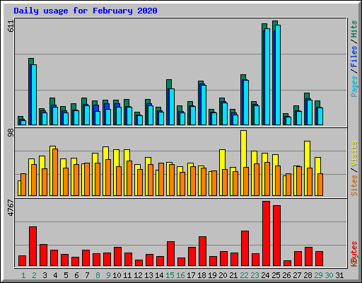 Daily usage for February 2020