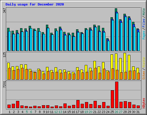 Daily usage for December 2020