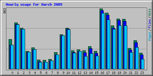 Hourly usage for March 2005