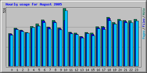 Hourly usage for August 2005