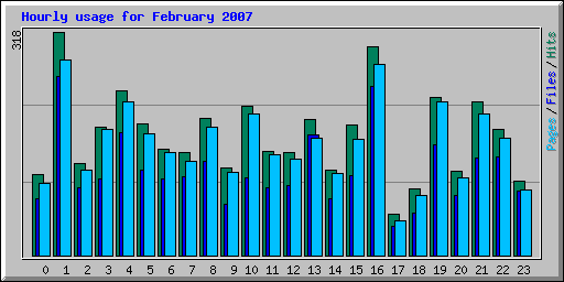 Hourly usage for February 2007