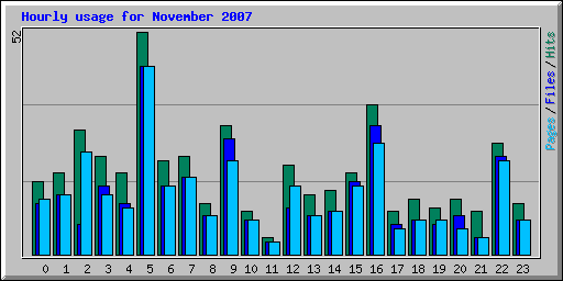 Hourly usage for November 2007