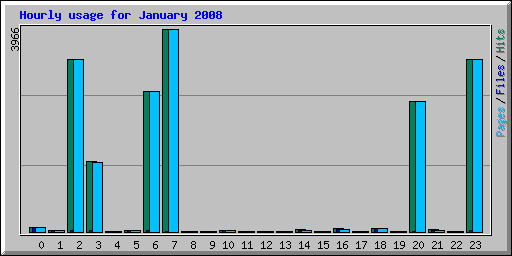 Hourly usage for January 2008