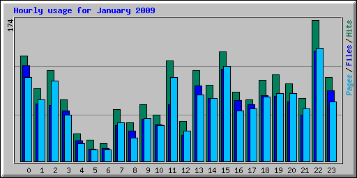 Hourly usage for January 2009