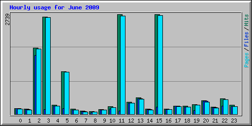 Hourly usage for June 2009