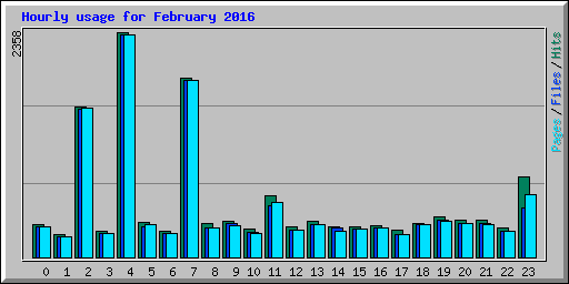 Hourly usage for February 2016