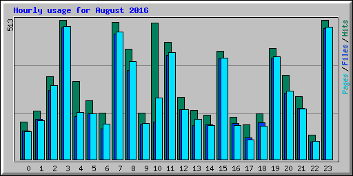 Hourly usage for August 2016