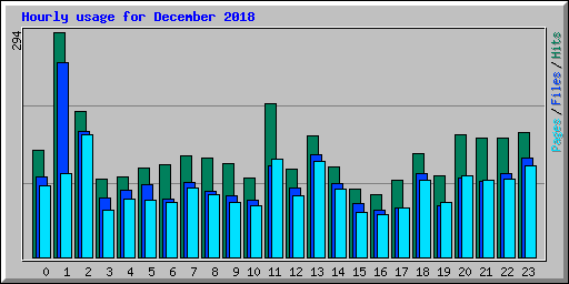 Hourly usage for December 2018