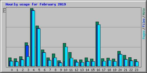 Hourly usage for February 2019